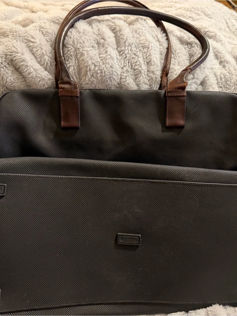 Bottega Veneta Black Weekender Bag with Brown Leather Handles